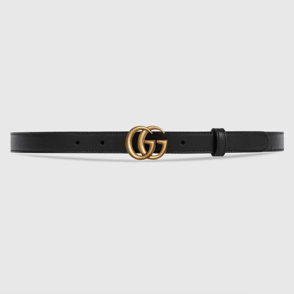 Gucci Accessories - Gucci GG Marmont Thin Black Belt Gold Hardware 75cm